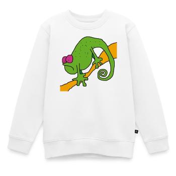 Chamaeleon am Ast – bunte Pop-Illustration - Kinder Premium Organic Sweatshirt - Weiß - Vorne - AI Model Kid Male (0cm)
