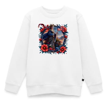 Florale Patriotische Königin - Kinder Premium Organic Sweatshirt - Weiß - Vorne - AI Model Kid Male (0cm)