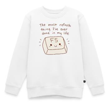 Le jeu de mots technique F5 Key Refresh Thing Most Refresh - Sweat Premium enfant bio - blanc - Devant - AI Model Kid Male (0cm)