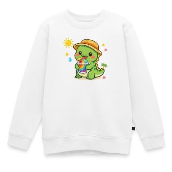 Sunny dinosaur with iced drink - Kids Premium Organic Sweatshirt - white - Front - AI Model Kid Male (0cm)