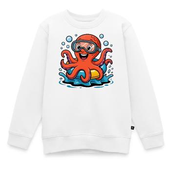 Lustiger Oktopus mit Taucherbrille - Kinder Premium Organic Sweatshirt - Weiß - Vorne - AI Model Kid Male (0cm)