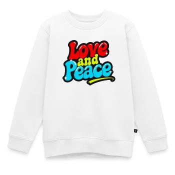 Love and Peace Inscription rétro et groovy - Sweat Premium enfant bio - blanc - Devant - AI Model Kid Male (0cm)