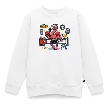 Flamingo Boxkampf im Ring - Kinder Premium Organic Sweatshirt - Weiß - Vorne - AI Model Kid Male (0cm)
