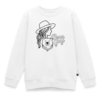 Bear Guy Dame Grizzly Umriss Grafik - Kinder Premium Organic Sweatshirt - Weiß - Vorne - AI Model Kid Male (0cm)
