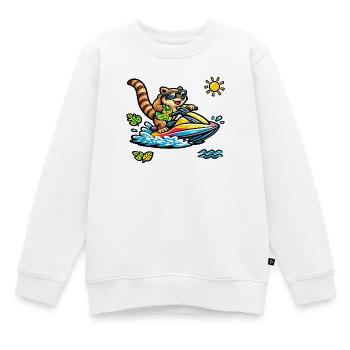 Coati sur une motomarine dans le style tropical - Sweat Premium enfant bio - blanc - Devant - AI Model Kid Male (0cm)