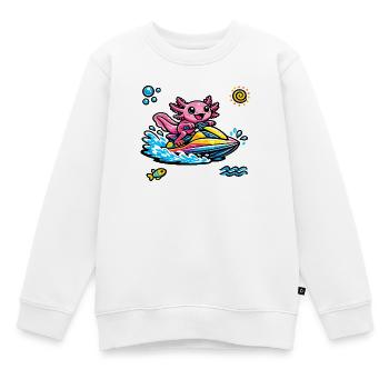 Éclaboussure néon en jet ski Axolotl - Sweat Premium enfant bio - blanc - Devant - AI Model Kid Male (0cm)