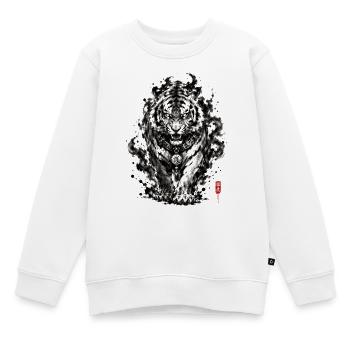 Japan Ink Tiger Guardian - Kinder Premium Organic Sweatshirt - Weiß - Vorne - AI Model Kid Male (0cm)