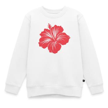 Fleur d’hibiscus - Sweat Premium enfant bio - blanc - Devant - AI Model Kid Male (0cm)