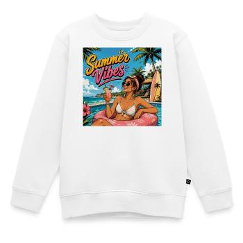 Summer Vibes  - Kinder Premium Organic Sweatshirt - Weiß - Vorne - AI Model Kid Male (0cm)