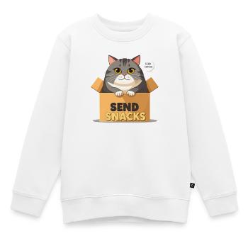 Snackbox Katze Cartoon - Kinder Premium Organic Sweatshirt - Weiß - Vorne - AI Model Kid Male (0cm)