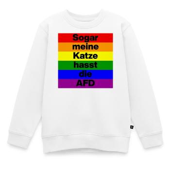 SOGAR MEINE KATZE HASST DIE AFD. NO NZS, DEMOKRAT - Kinder Premium Organic Sweatshirt - Weiß - Vorne - AI Model Kid Male (0cm)