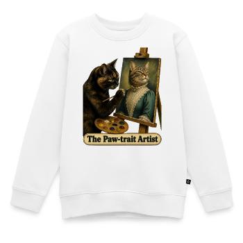L’artiste du trait de patte - Chat peintre - Sweat Premium enfant bio - blanc - Devant - AI Model Kid Male (0cm)