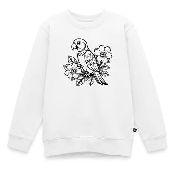 Papagei mit Blumen - Kinder Premium Organic Sweatshirt - Weiß - Vorne - AI Model Kid Male (0cm)