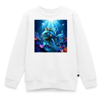 Navy Royal Blue Coral - Kinder Premium Organic Sweatshirt - Weiß - Vorne - AI Model Kid Male (0cm)