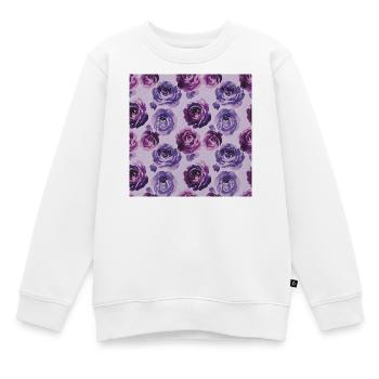 Lavendelrosen: violettes Motiv - Kinder Premium Organic Sweatshirt - Weiß - Vorne - AI Model Kid Male (0cm)