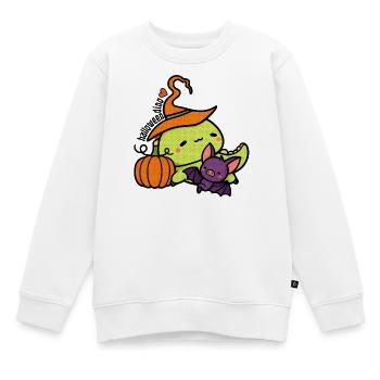 Halloween Dino with Pumpkin and Bat - Kids Premium Organic Sweatshirt - white - Front - AI Model Kid Male (0cm)