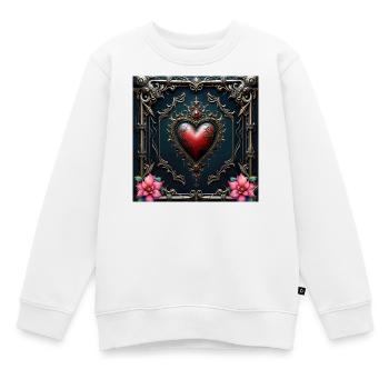 Gerahmtes Barockherz - Kinder Premium Organic Sweatshirt - Weiß - Vorne - AI Model Kid Male (0cm)
