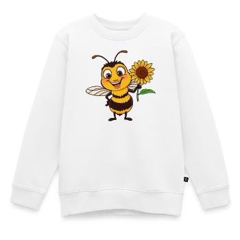 Bourdon joyeux avec tournesol - Sweat Premium enfant bio - blanc - Devant - AI Model Kid Male (0cm)