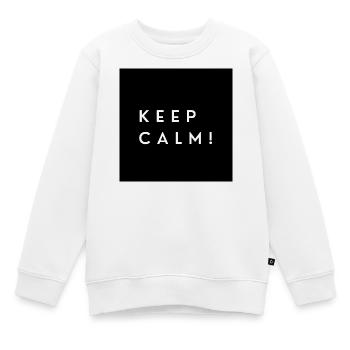 Typographie monochrome Keep Calm - Sweat Premium enfant bio - blanc - Devant - AI Model Kid Male (0cm)
