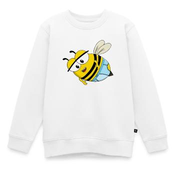Une mignonne abeille de dessin animé en sous-vêtements bleus - Sweat Premium enfant bio - blanc - Devant - AI Model Kid Male (0cm)