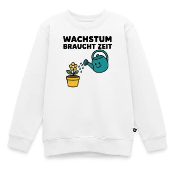 Wachstum braucht Zeit – Comic-Blume mit Gießkanne - Kinder Premium Organic Sweatshirt - Weiß - Vorne - AI Model Kid Male (0cm)