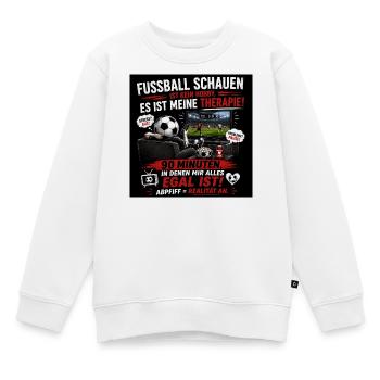 Fussball Therapie am Fernseher - Kinder Premium Organic Sweatshirt - Weiß - Vorne - AI Model Kid Male (0cm)