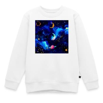 Nébuleuse aquarelle cosmique - Sweat Premium enfant bio - blanc - Devant - AI Model Kid Male (0cm)