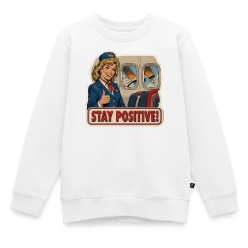 Hôtesse de l’air rétro Drôle, reste positive - Sweat Premium enfant bio - blanc - Devant - AI Model Kid Male (0cm)