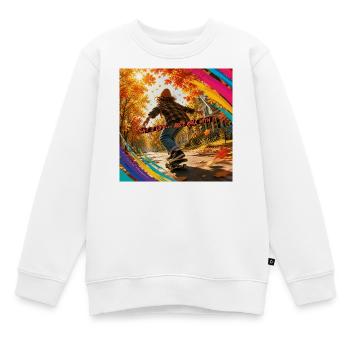 Herbstskate: Leben Rollend Genießen - Kinder Premium Organic Sweatshirt - Weiß - Vorne - AI Model Kid Male (0cm)