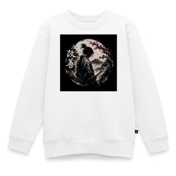 Kaizen Samurai im Mondkreis - Kinder Premium Organic Sweatshirt - Weiß - Vorne - AI Model Kid Male (0cm)