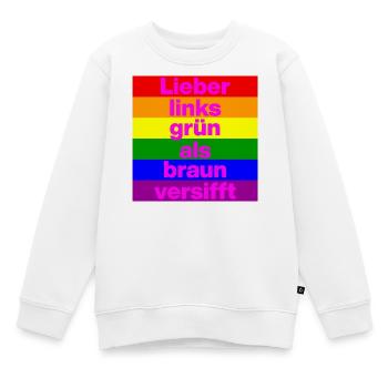 ICH BIN GERNE LINKS GRÜN VERSIFFT, NO NZS, FRIEDEN - Kinder Premium Organic Sweatshirt - Weiß - Vorne - AI Model Kid Male (0cm)