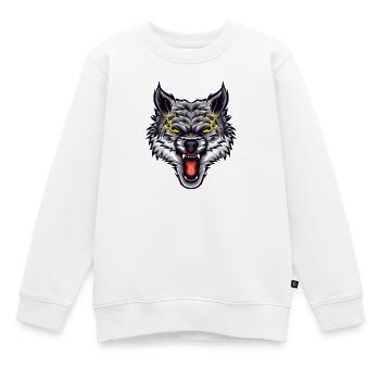 Zorniger Wolf Blitze Augen Design - Kinder Premium Organic Sweatshirt - Weiß - Vorne - AI Model Kid Male (0cm)