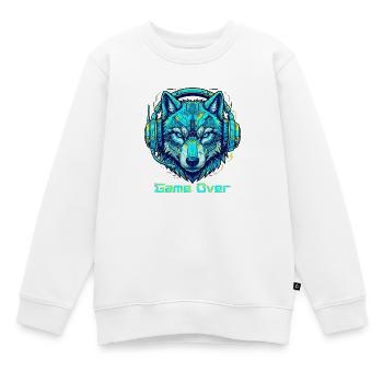 Cyber Alpha Game Over Headset Wolf - Kinder Premium Organic Sweatshirt - Weiß - Vorne - AI Model Kid Male (0cm)