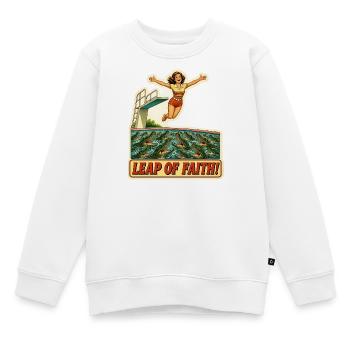 Leap Of Faith Corporate Burnout-Taucher - Kinder Premium Organic Sweatshirt - Weiß - Vorne - AI Model Kid Male (0cm)