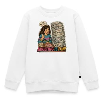 Erwachsensein macht Spaß Lustige Retro-Bills-Meme-Kunst - Kinder Premium Organic Sweatshirt - Weiß - Vorne - AI Model Kid Male (0cm)