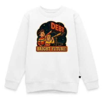 Bright Future Debt Satire Retro Poster - Kids Premium Organic Sweatshirt - white - Front - AI Model Kid Male (0cm)