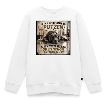 Putzhilfe Hund – Trockenprobe Spaß - Kinder Premium Organic Sweatshirt - Weiß - Vorne - AI Model Kid Male (0cm)