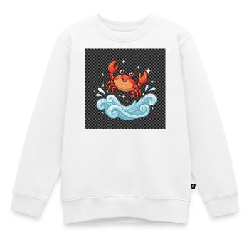 Le crabe surfe à travers les vagues - Sweat Premium enfant bio - blanc - Devant - AI Model Kid Male (0cm)