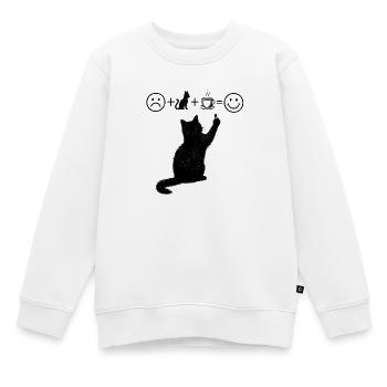 T-shirt Équation Chat Café Humour - Sweat Premium enfant bio - blanc - Devant - AI Model Kid Male (0cm)
