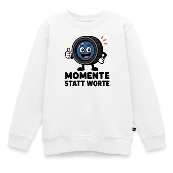 Momente statt Worte – Comic-Objektiv mit Daumen - Kinder Premium Organic Sweatshirt - Weiß - Vorne - AI Model Kid Male (0cm)