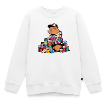 Capybara collectionneur de tasses - Sweat Premium enfant bio - blanc - Devant - AI Model Kid Male (0cm)