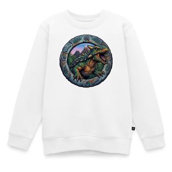 Ankylosaurus im Vulkanring - Kinder Premium Organic Sweatshirt - Weiß - Vorne - AI Model Kid Male (0cm)