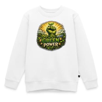 Green Power : Poings Focus Environnementaux - Sweat Premium enfant bio - blanc - Devant - AI Model Kid Male (0cm)