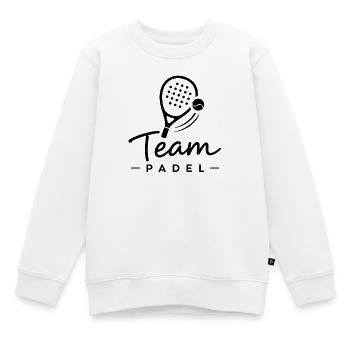 Team PADEL avec raquette de padel - Sweat Premium enfant bio - blanc - Devant - AI Model Kid Male (0cm)