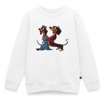 Chemise comique mannequin de mode teckel drôle - Sweat Premium enfant bio - blanc - Devant - AI Model Kid Male (0cm)