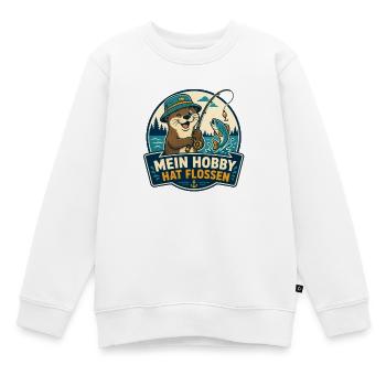 Mein Hobby hat Flossen – Angel-Otter - Kinder Premium Organic Sweatshirt - Weiß - Vorne - AI Model Kid Male (0cm)