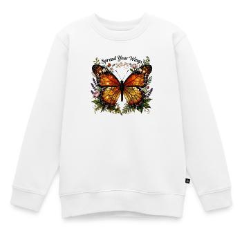 Breite deine Flügel aus: Blumenschmetterling - Kinder Premium Organic Sweatshirt - Weiß - Vorne - AI Model Kid Male (0cm)