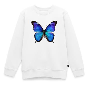 Empreinte aile du Monarque Azur - Sweat Premium enfant bio - blanc - Devant - AI Model Kid Male (0cm)