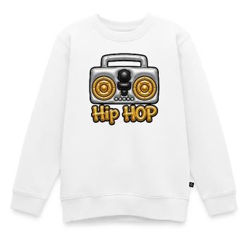 Hip Hop Boombox Gold - 3D Oldschool gonflé - Sweat Premium enfant bio - blanc - Devant - AI Model Kid Male (0cm)
