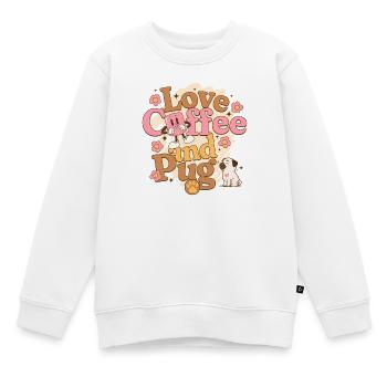 Love Coffee and Pugs - cadeau propriétaire carlin - Sweat Premium enfant bio - blanc - Devant - AI Model Kid Male (0cm)